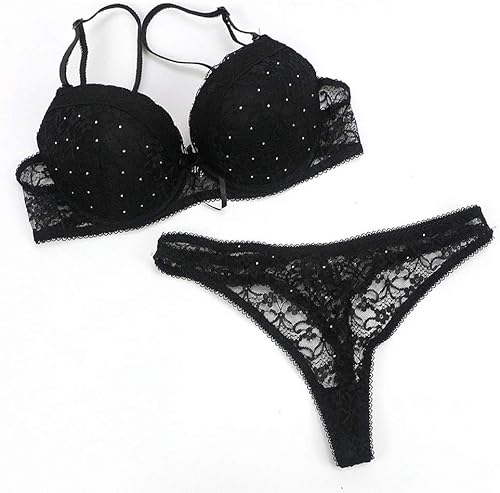 Miniatura 4 de Conjunto de lencería sexy con brasier de encaje push up para mujer