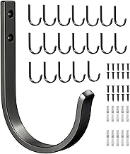 Josmimic 20-Pack Wall Hooks for Towel/Coat - 22LB Heavy Duty Metal Hanger Wall Mount, for Outdoor, Closet, Door, Shelf, Bathroom, for Backpack, Cup, Clothes, Mug, Black Matte, Screws Included