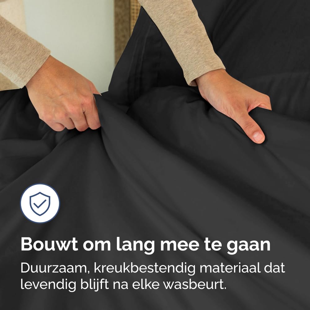 3-delige dekbedovertrekset - dekbedovertrek 155x220, 2 kussenslopen 80x80 - zachte, ademende microvezel polyester van kwaliteit - ritssluiting en hoekbandjes voor pasvorm - OEKO-TEX - Zwart