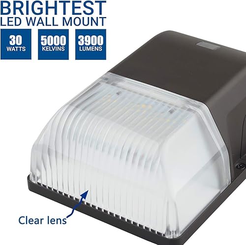 Miniatura 3 de dephen Paquete de pared LED de 30 W, fotocélula del atardecer al amanecer, iluminación exterior 4050lm 5000K, paquete de pared LED 100-277Vac 150W