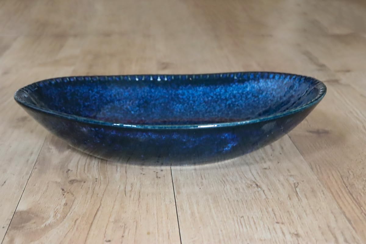 ?????????????(Castle Enterprise) (Amazon.co.jp Exclusive) Commercial Set of 3 Kiln Hen Ruffles Curry Plate, Kiln Dark Blue