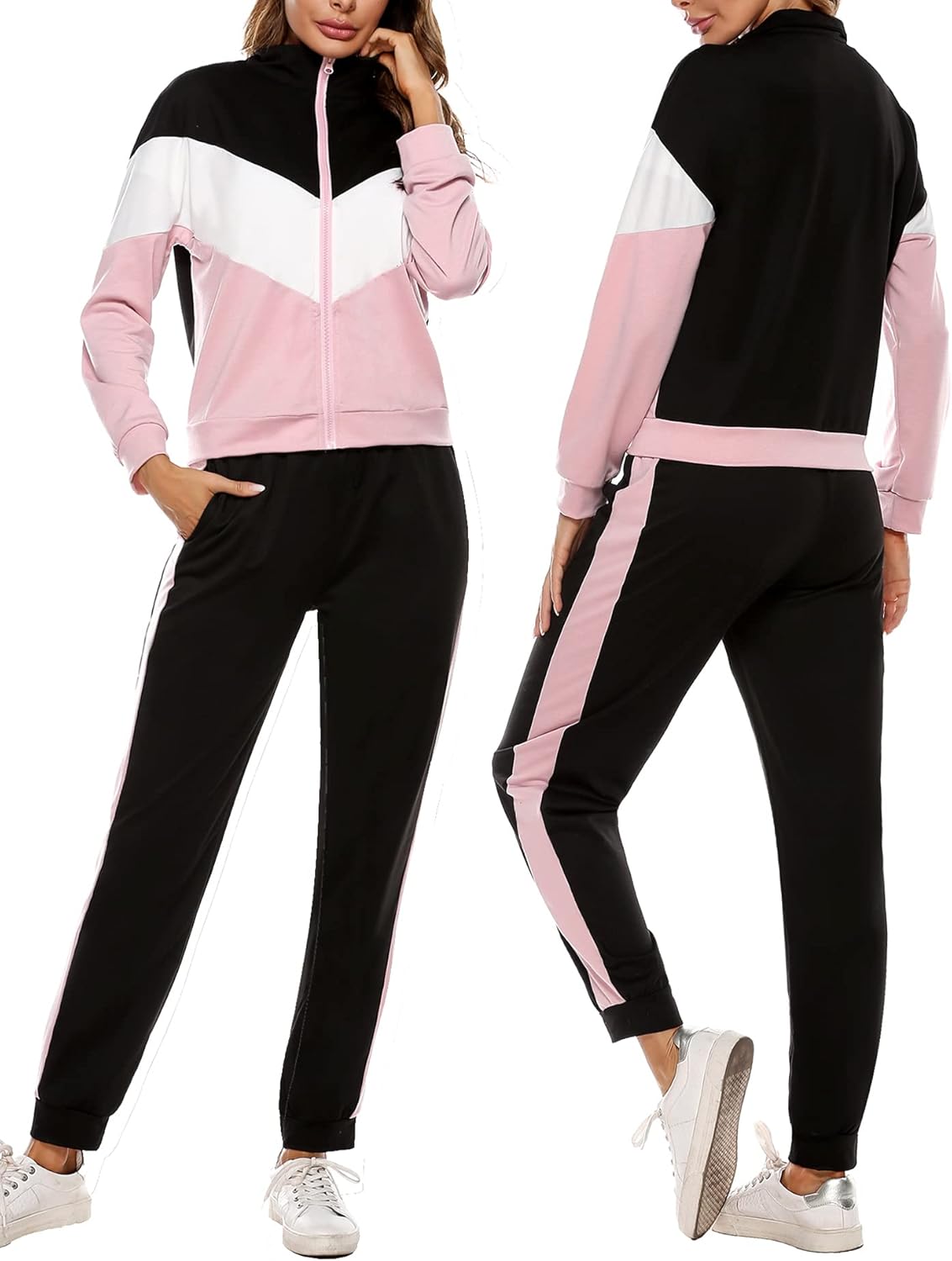 Marvmys Women's Tracksuit Set 2 Piece Sweatsuit Outfits Long Sleeve Zip Up Lounge Jogger Set with Pocket - Image 2