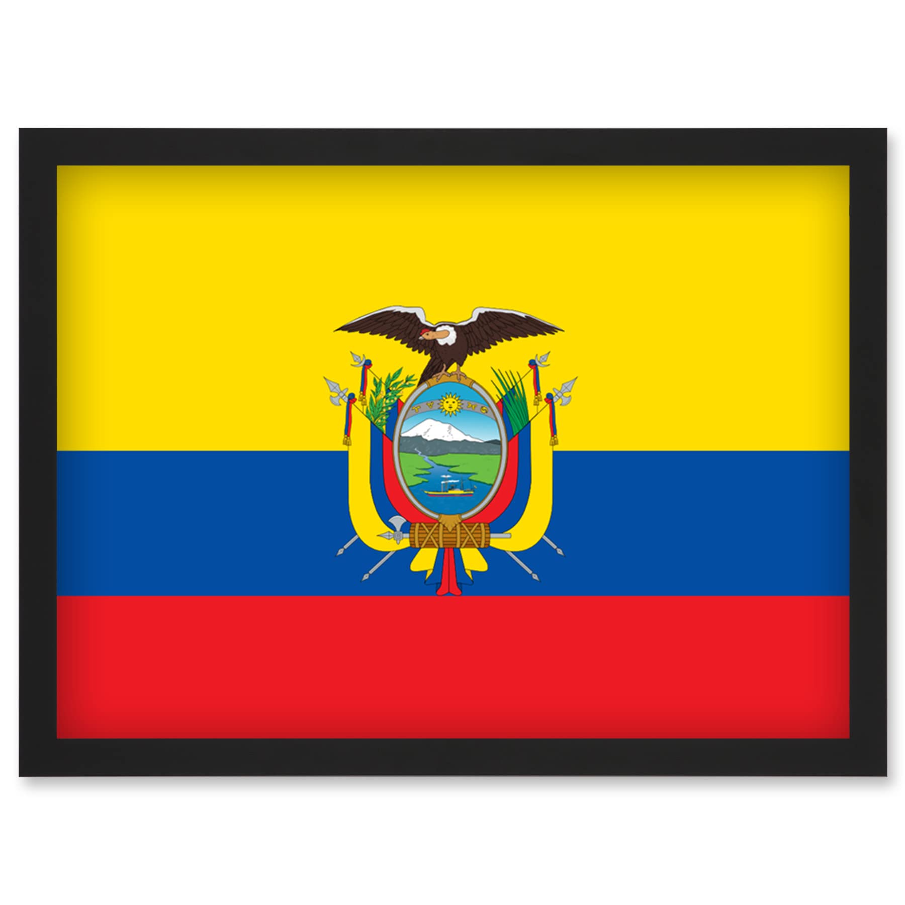 Artery8 Ecuador National Flag Patriotic Vexillology World Flags Country Region Poster Artwork Framed Wall Art Print A4