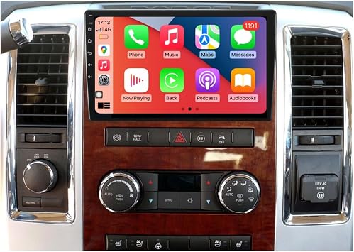 Radio Upgrade for Dodge RAM 1500 2500 3500 2009-2012 Jeep Wrangler 2008-2017 Android Stereo 8 Core 3G+32G 10 Inch IPS Screen Built-in Wireless Carplay/Android Auto Free AHD Camera
