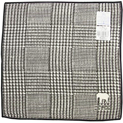 日本製 タオルハンカチ グレンチェック 動物柄 COCOWALK (ブラック)