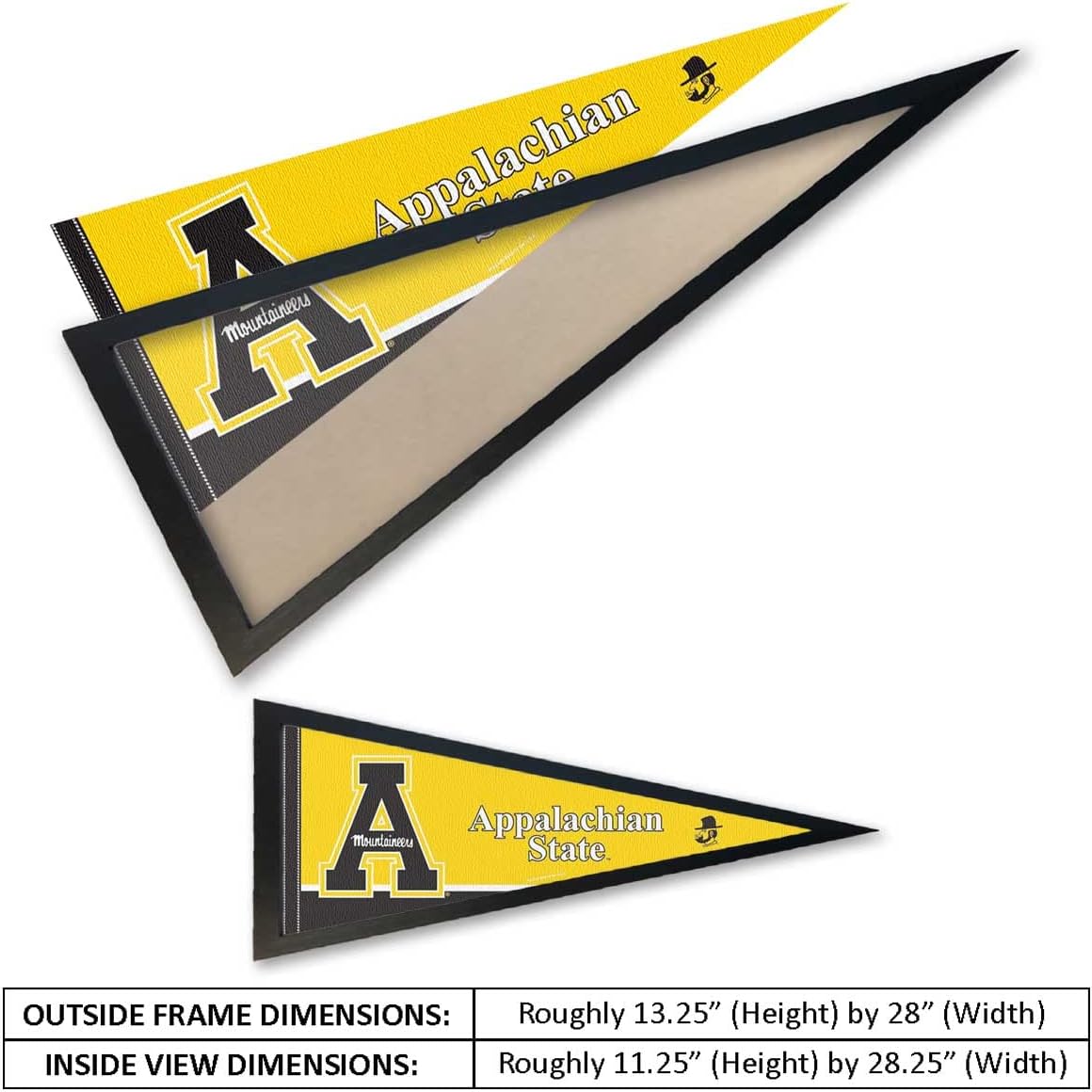 College Flags & Banners Co. Appalachian State University and Wood Pennant Frame