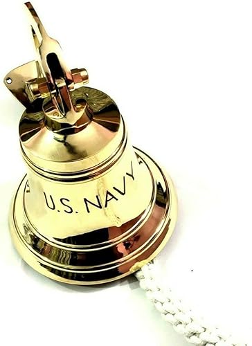 Campana de barco de latón macizo de la Marina de los Estados Unidos, para montar en la pared, decoración náutica, decoración del hogar, cocina,
