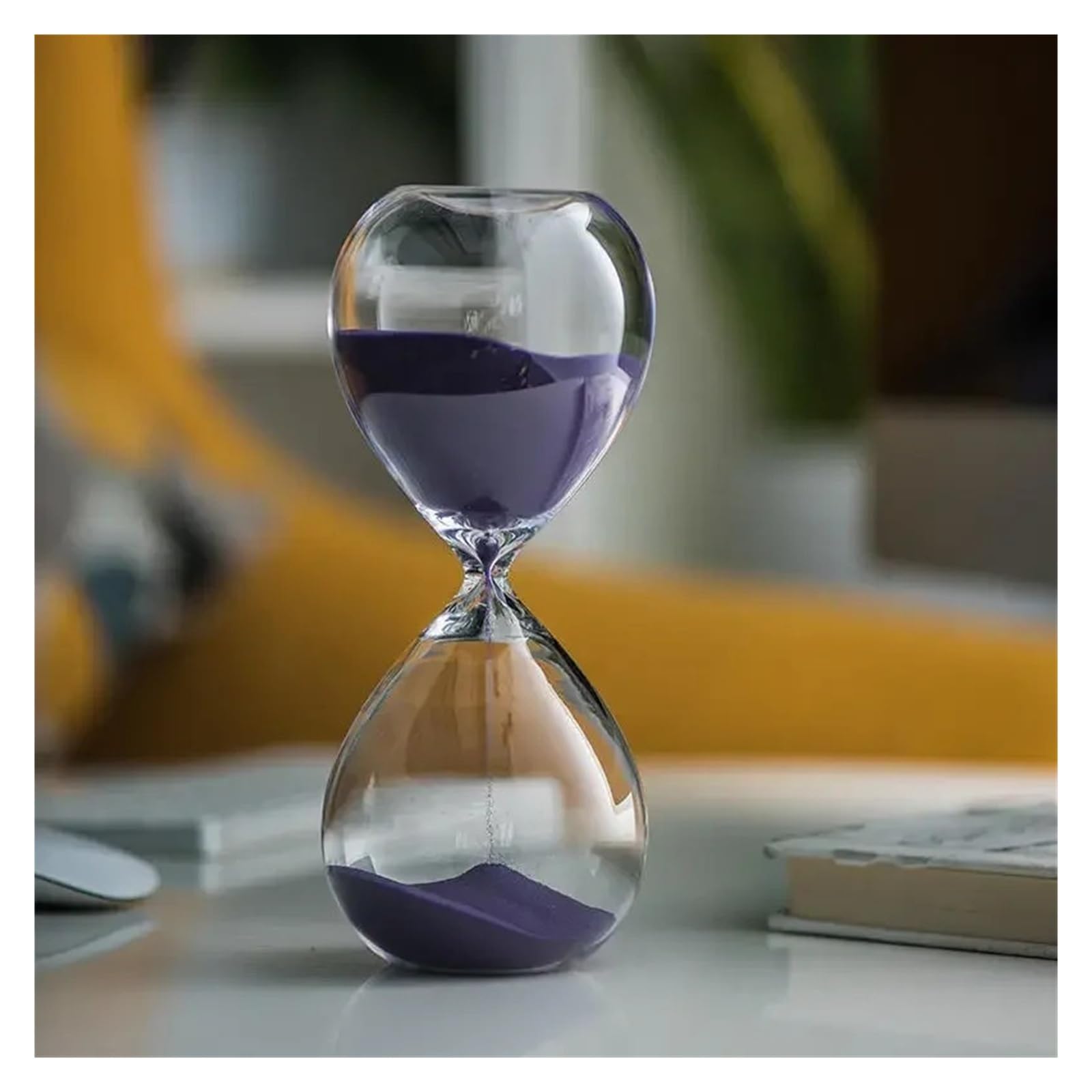 Nordic Glass Droplet Hourglass Timer 5/15/30/60 minutowy Aesthetic Sand Clock do salonu, półki, biurka, kreatywny ornament do domu (brązowy, 30 min 8 x 20 cm)