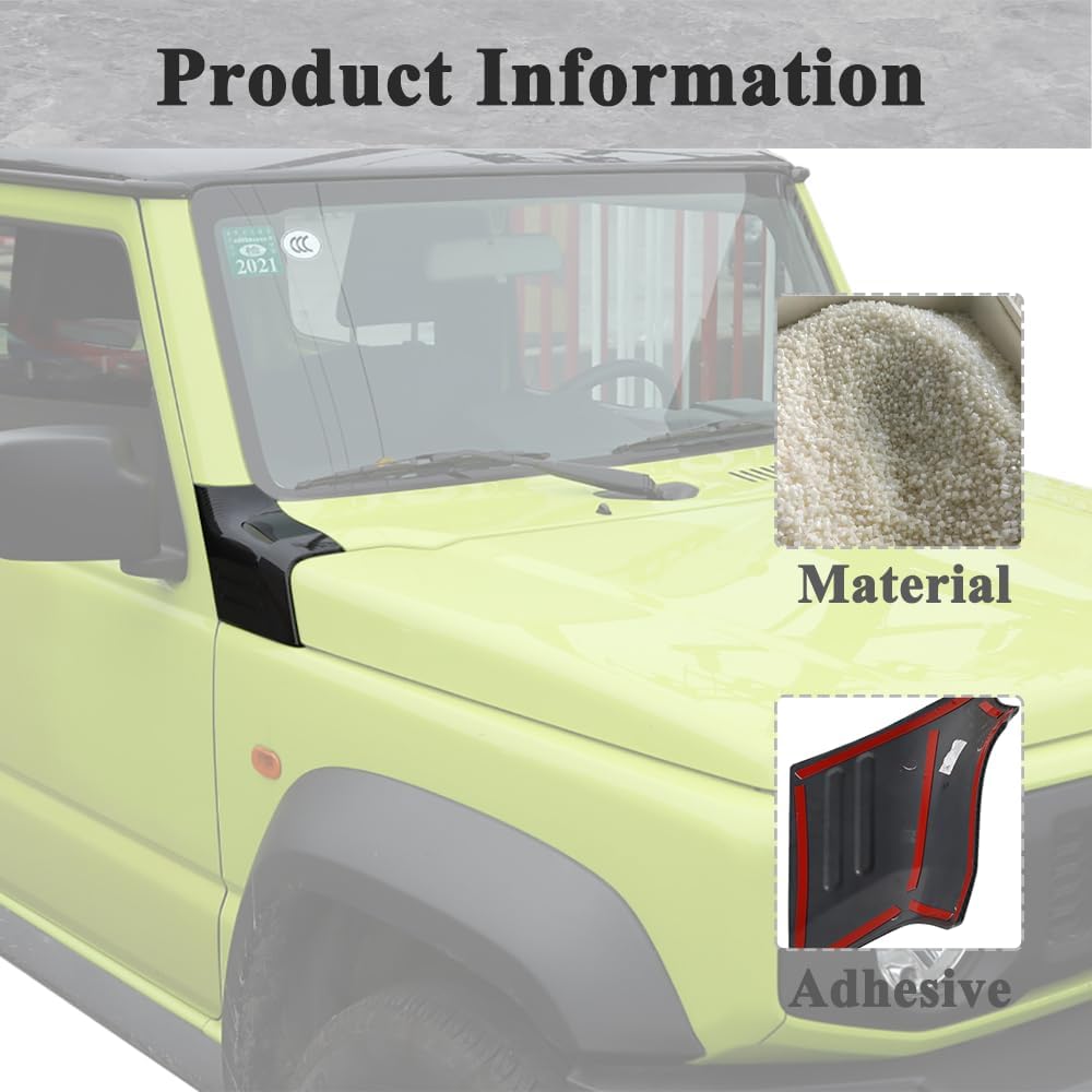 Front Hood Cowl Body Armor Corner Cover Guards for Suzuki Jimny 2019-2026 Hood Cowling Covers Protector Trim Exterior Accessories Carbon Fiber Look