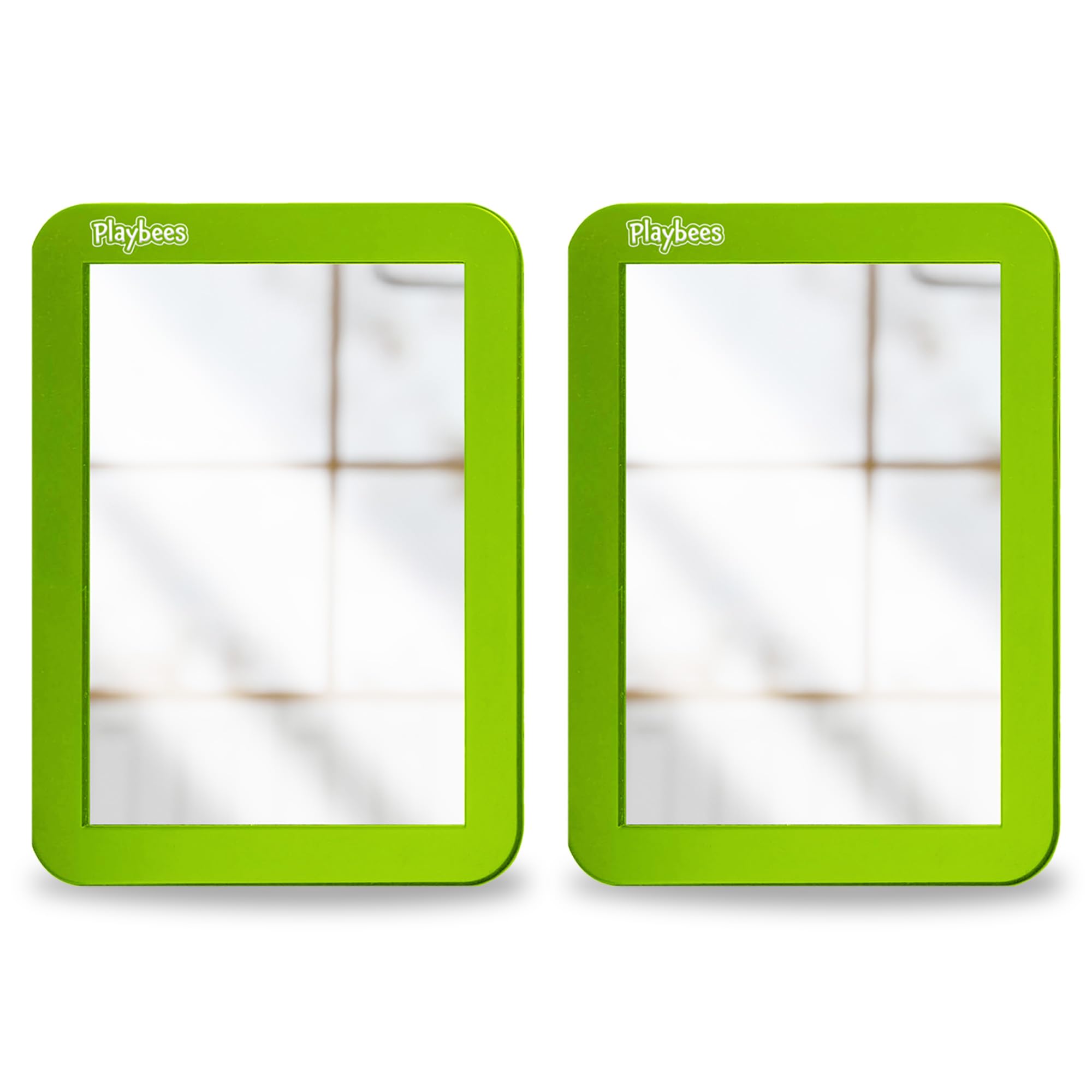 Magnetic Locker Mirror - 2 Pack (Green) - Ideal for School Locker, Bathroom, Refrigerator, Office Cabinet, Workshop Toolbox, Home Use, Locker Accessory - 5" x 7"