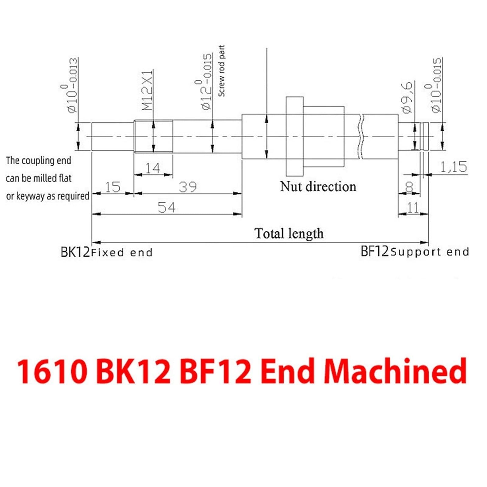 Zestaw śrub kulowych, 16mm 10mm skok C7 walcowane SFU1610 nakrętka kołnierzowa śruba narzędzie podajnik Mech szyna ruchowa 150-500mm(500mm length)