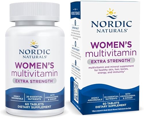 Nordic Naturals Women’s Multivitamin Extra Strength - Skin, Hair, Energy, & Bone Support - Immunity Supplement - 20 Essential Nutrients - 60 Tablets