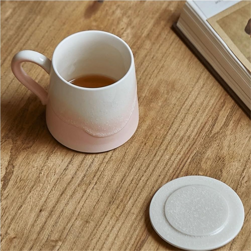 Tazze da tè Tazza rosa ambra, set di 1 tazza da caffè in ceramica smaltata con coperchio, capacità 11,5 once for il ricordo della ragazza per il latte