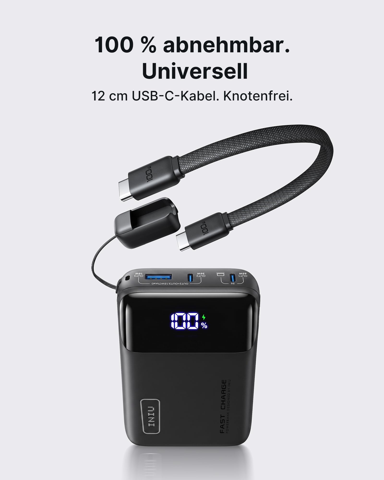 INIU 65W Schnellladung Laptop Powerbank, Small 20000mAh Externe Handyakkus | Flugzeug Geeignet, Reise-Essential, Externe Handyakkus für MacBook, Laptop, Steam Deck, iPhone 17 16, Samsung S26, iPad uvm