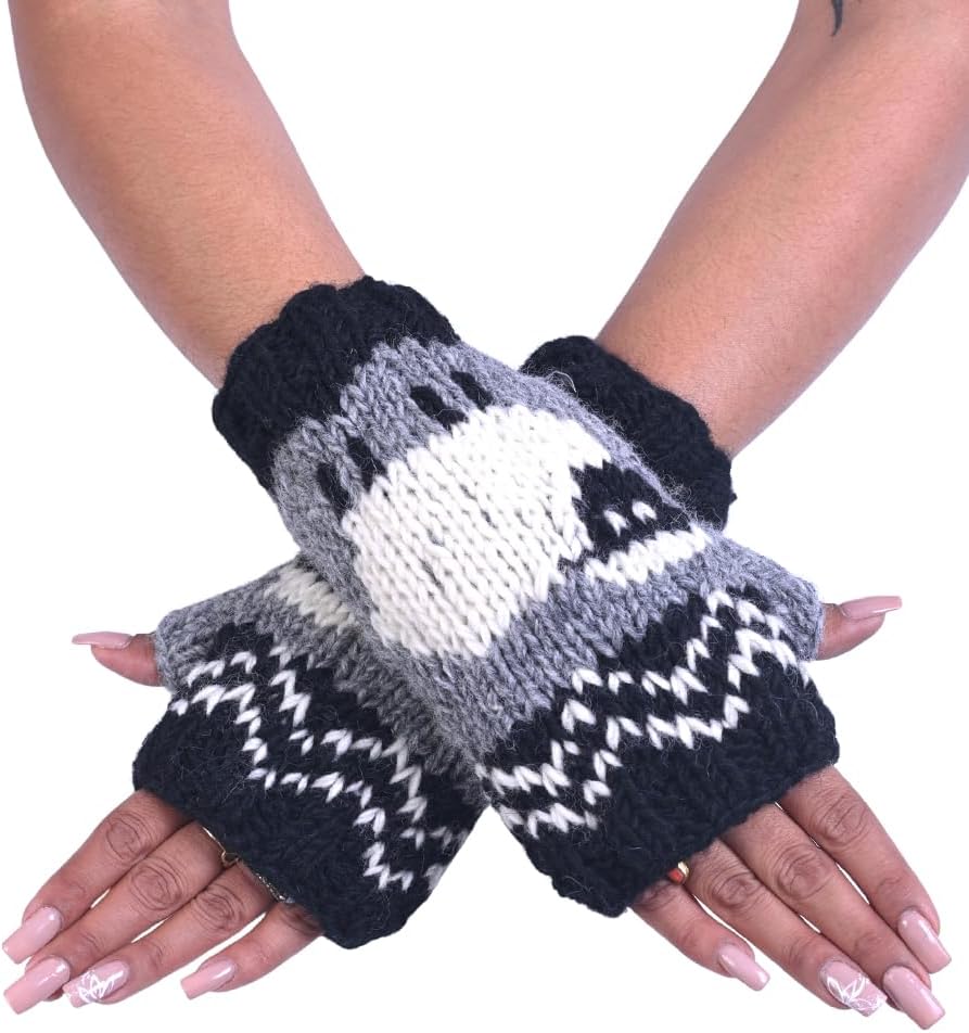 THE COLLECTION ROYAL Fingerless Hand Knitted Cozy Woolen Fingerless Mitten Gloves Handwarmer