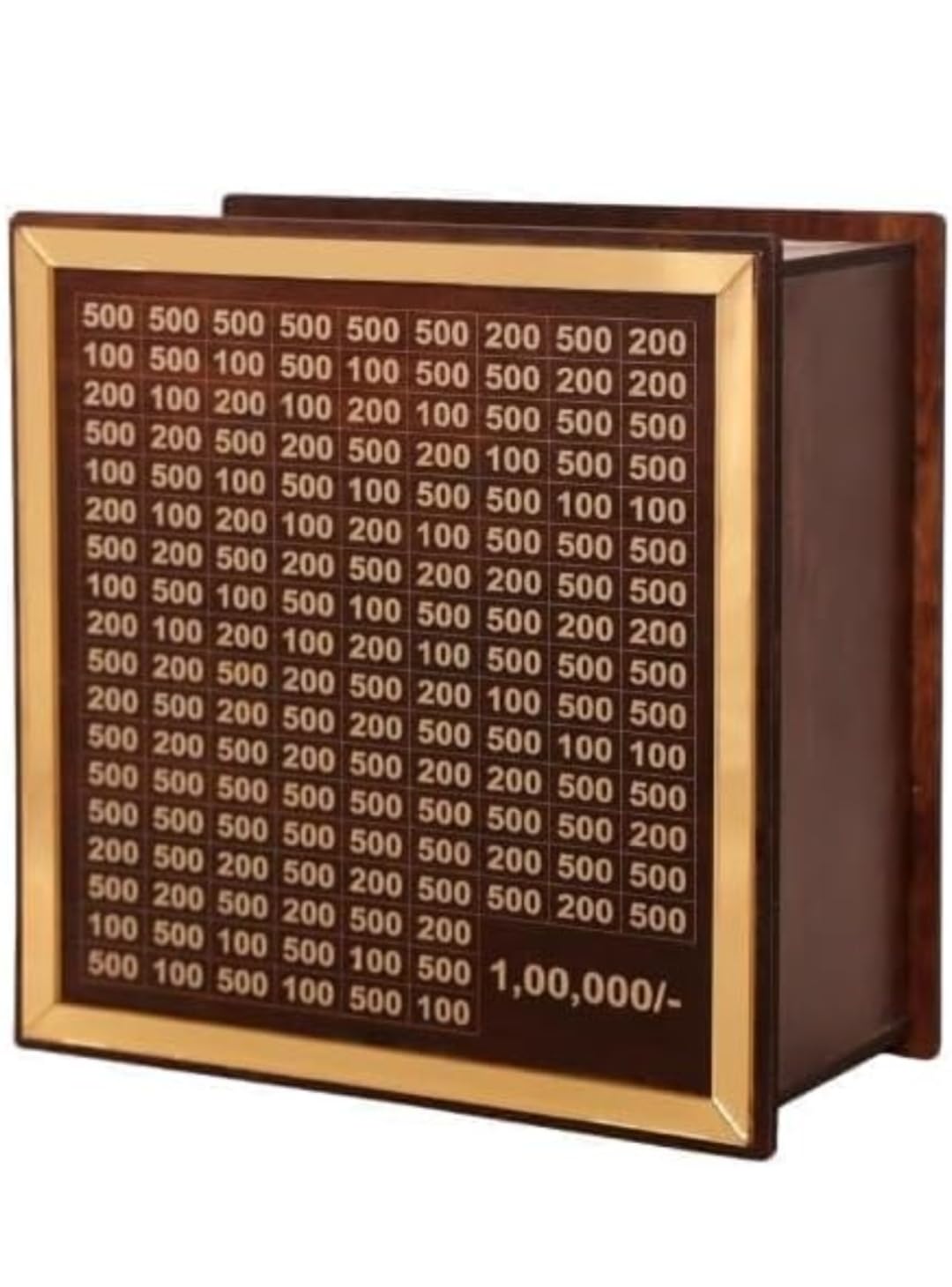 SAFECO Wooden Piggy Money Box – 1,00,000 Money Saving Goal Tracker | Reusable Cash Saving Box with Number Grid | Wooden Lockable Money Bank for Adults & Kids | Home Decor Saving Organizer-image-37