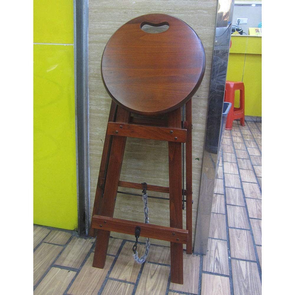 DASHADAO Ladder Stool Solid Wood Folding Portable Widening The Pedal Safety Climbing Bar Stool Flower Stand, 64cm High (Color : Brown, Size : 36x56x64cm)