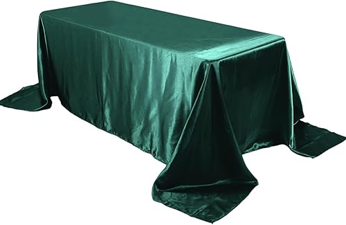 Efavormart - Mantel rectangular de satén para banquetes y fiestas, 90 x 132 pulgadas, color verde esmeralda