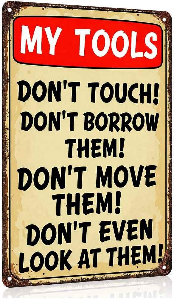 Funny Tools Warning Aluminum Metal Sign 8 x 12 Inch
