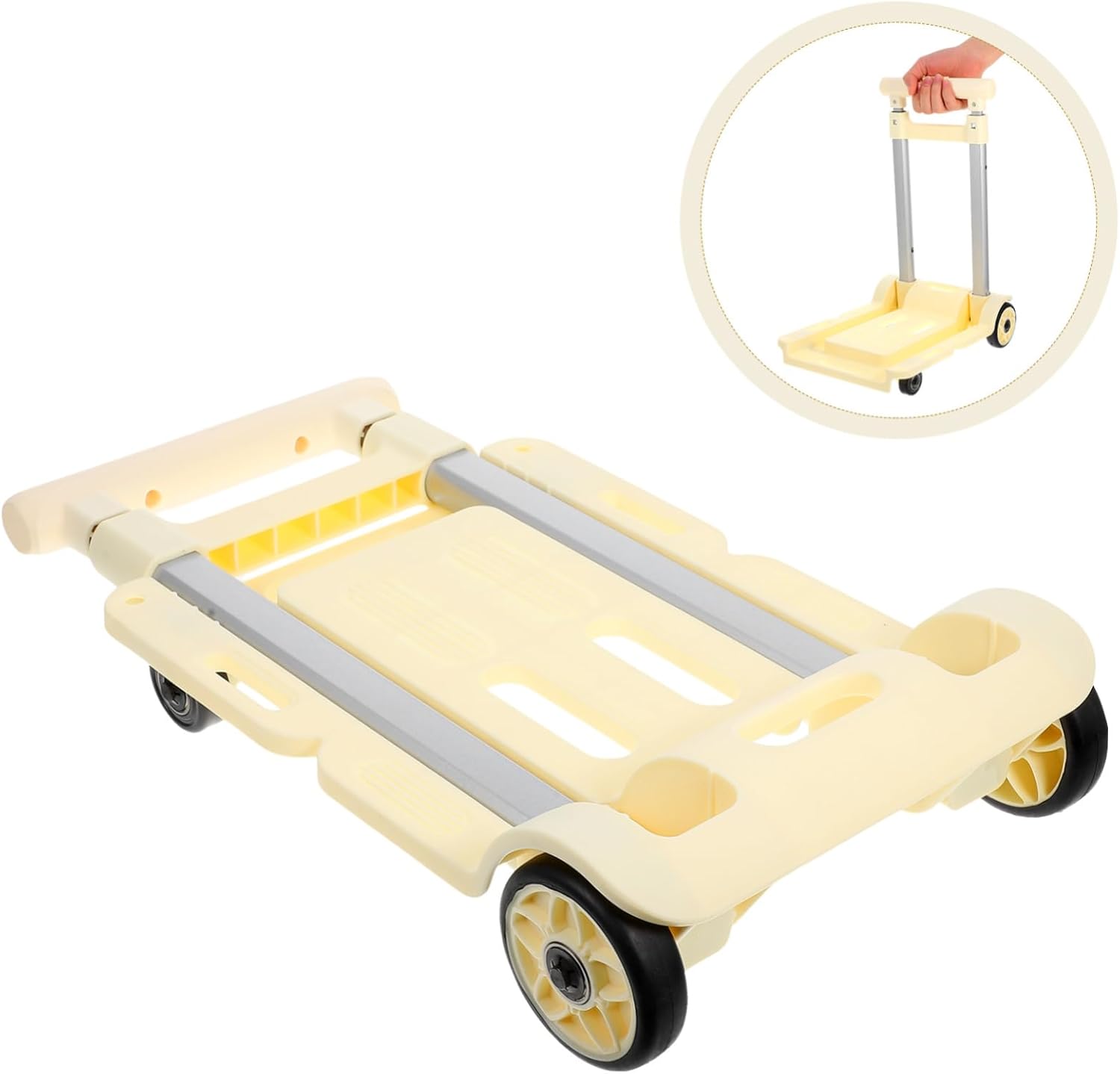 Healifty Collapsible Luggage Cart Folding Wheels Multi-Function Utility Dolly for Travel Shopping Airport Hotel