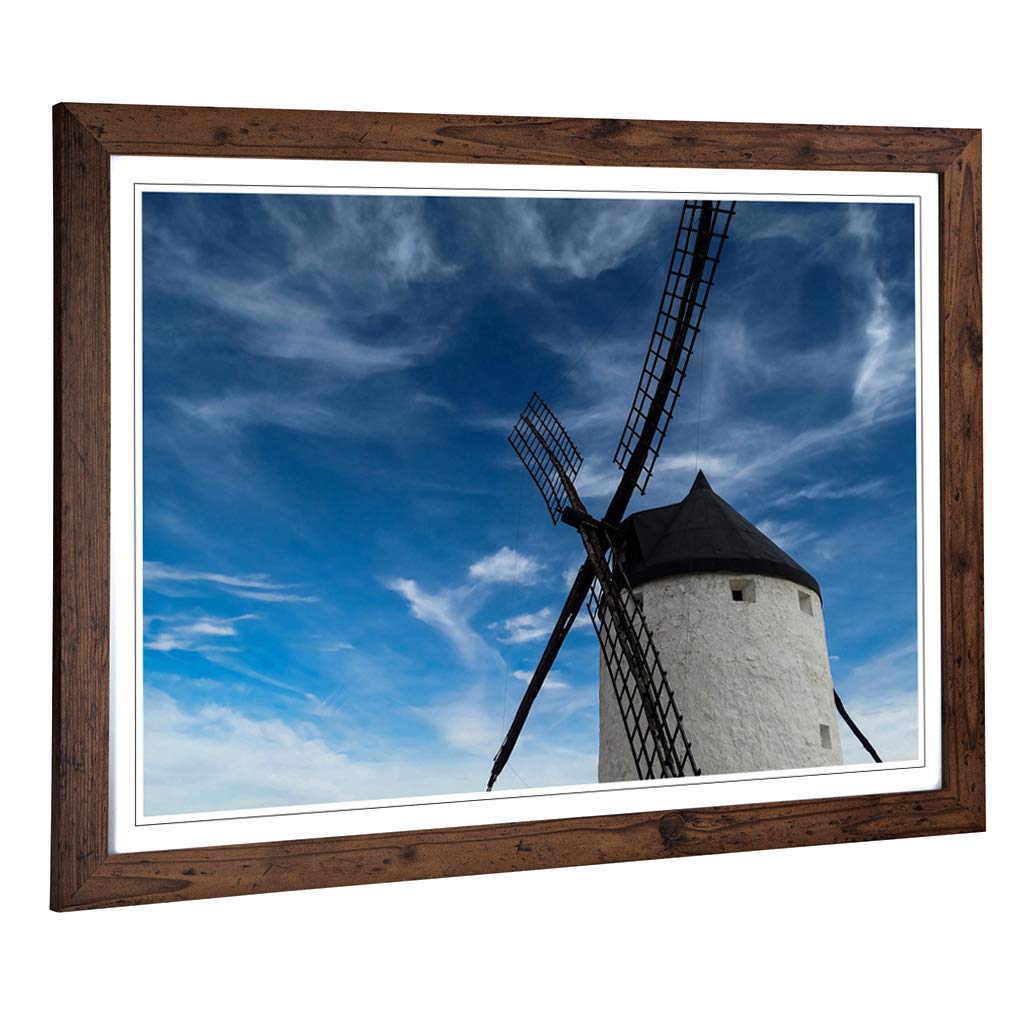 Big Box Art Framed Print of Windmill (2) Design | Wall Art Picture | Home Decor for Kitchen, Living, Dining Room, Lounge, Bedroom, Hallway, Office, Walnut, A2 / 24.5x18 Inch / 62x45cm