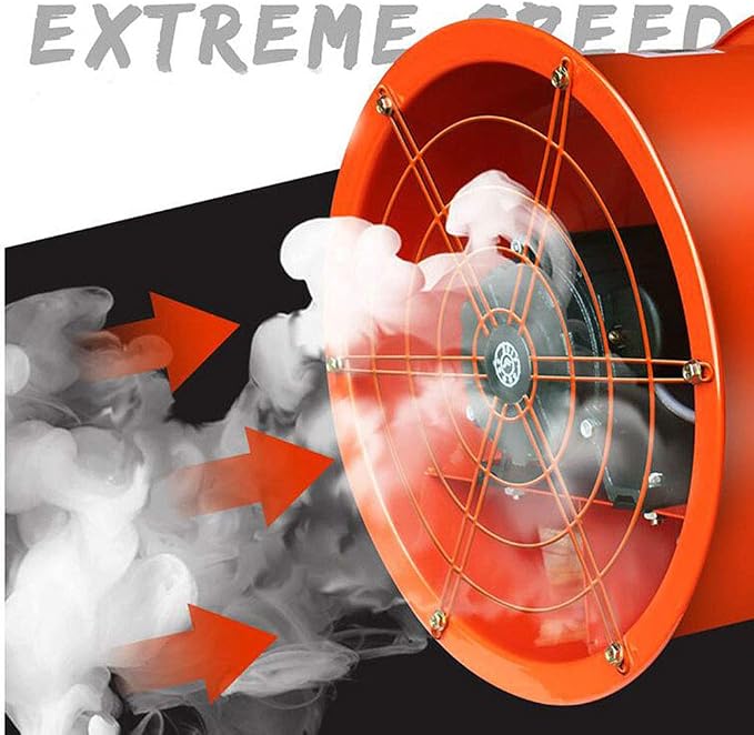 Ventilador axial industrial portátil a prueba de explosiones INTSUPERMAI de 10 pulgadas, ventilador de extracción de aire con impulsor de acero reforzado, 120 W, bajo ruido, 220 V, 1400 rpm miniatura 4