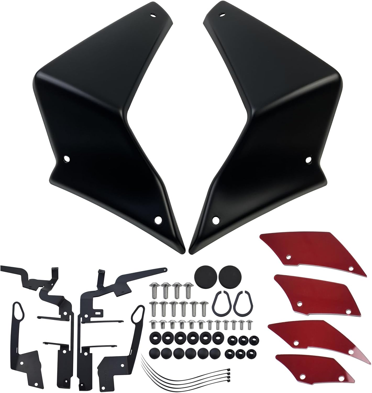 Motorcycle MT-09 Fixed Wind Wings Side Downforce Spoilers Front Aerodynamic Winglets Radiator Side Spoiler for YA&MA&HA MT09 SP MT 09 MT09 SP 2021 2022 2023 (Black with Red)