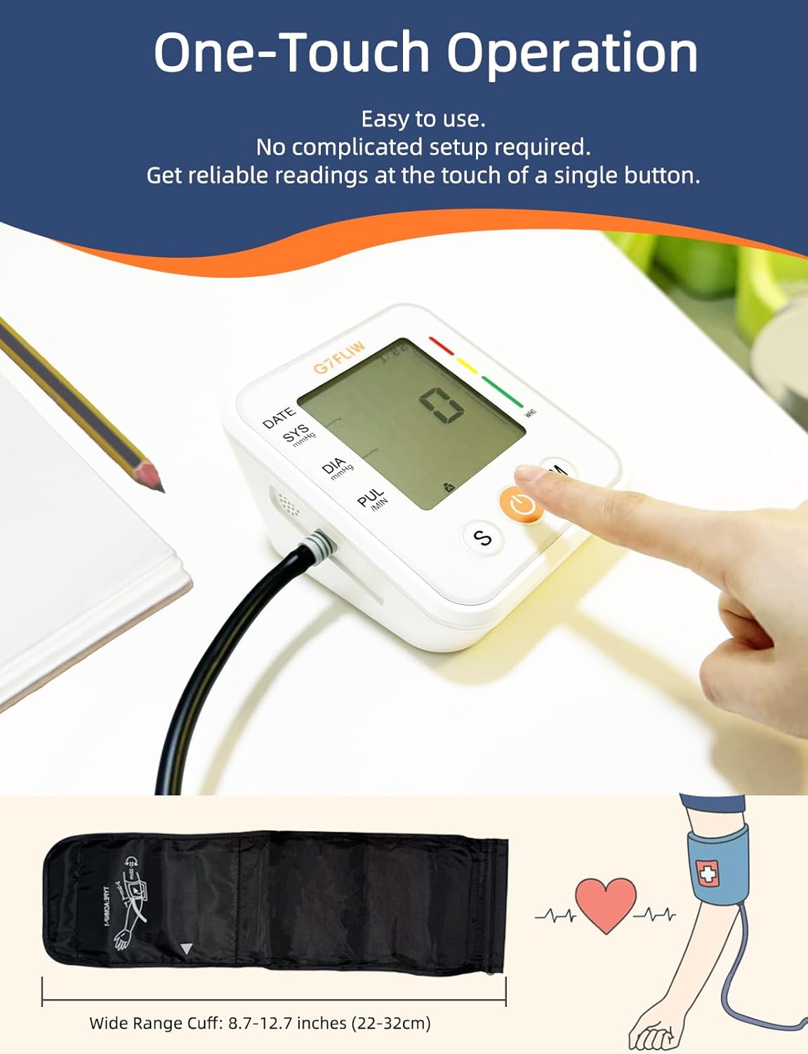 Blood Pressure Monitor for Home Use, Rechargeable Bp Cuff Upper Arm with 8.7"-12.7", 2x120 Memory Voice Broadcast Blood Pressure Machine, Home Arrhythmia Hypertension Detector, Ideal Gift