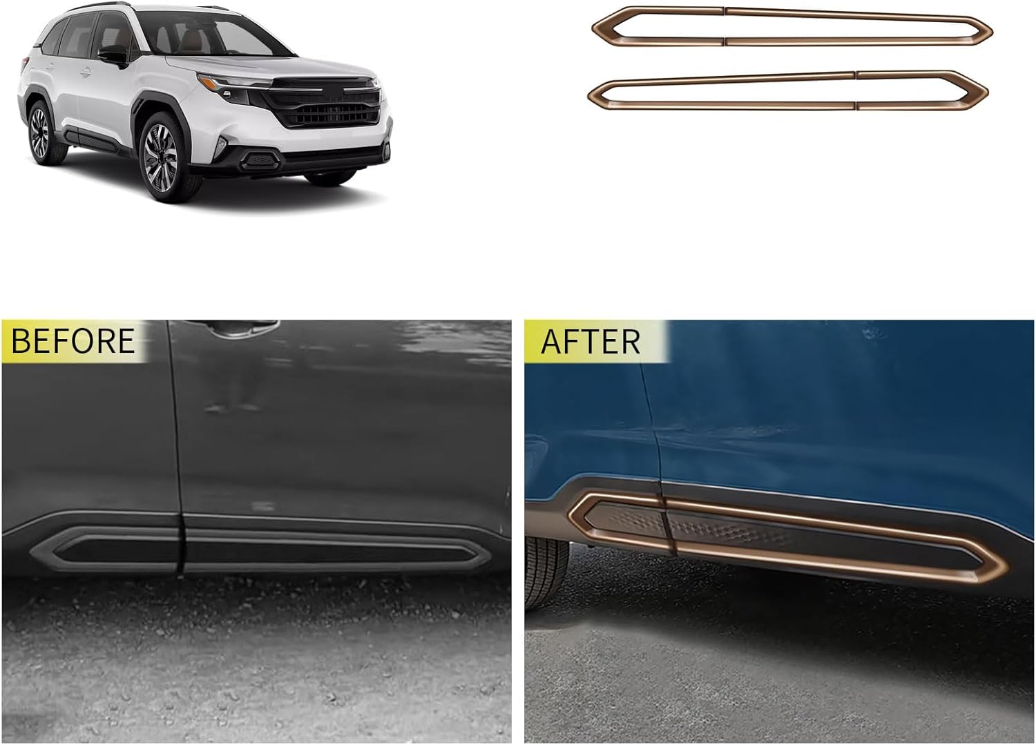 Car Skirt Trims Compatible with Subaru New Forester 2025 Body Side Door Molding Overlay Cover Trims Exterior Car Accessories ABS 4PCS (Gold)
