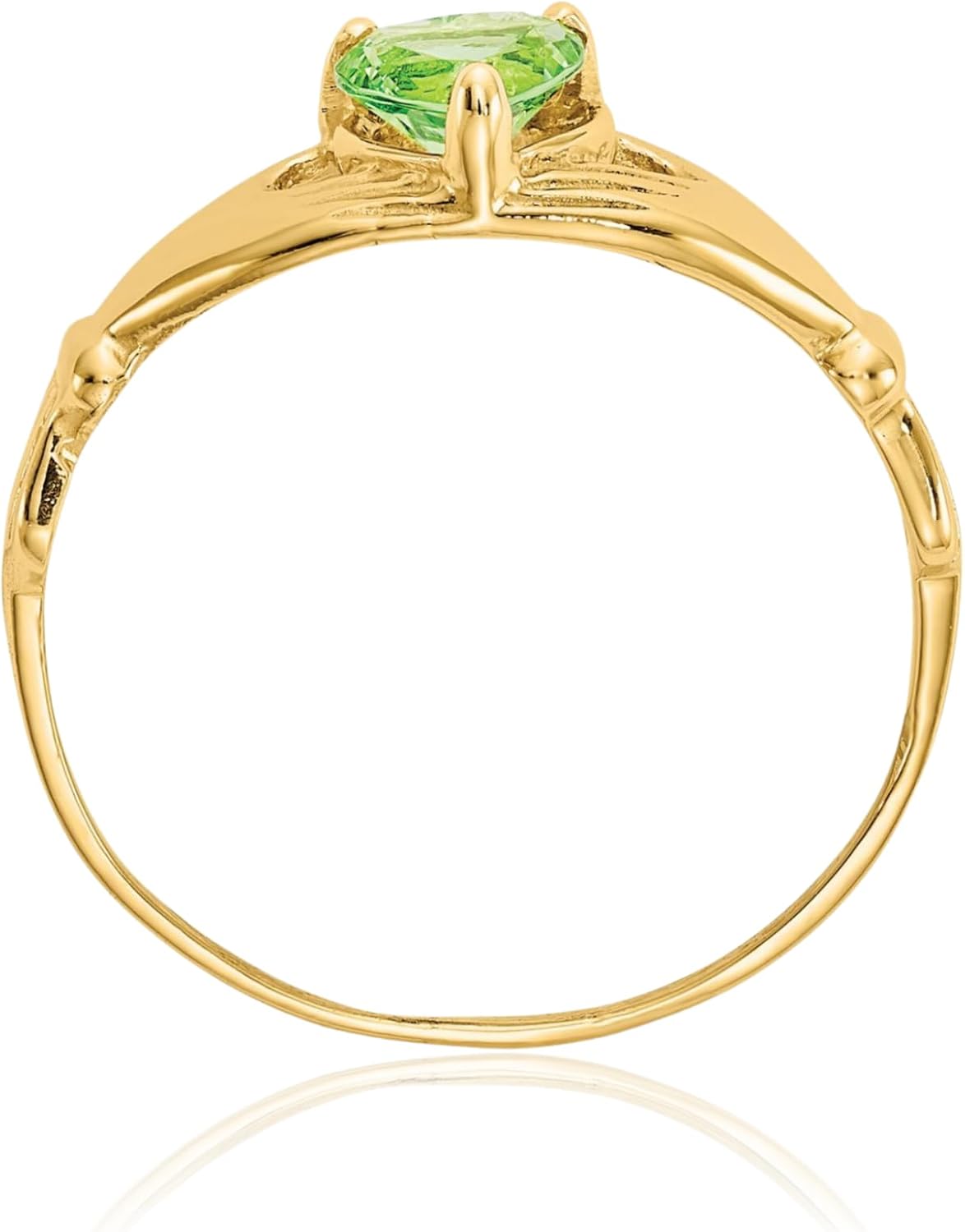IceCarats 14K Solid Yellow Gold 0.50 carat Green Cubic Zirconia Extra Wide Celtic Claddagh Promise Ring 20mm Band Heart Cut, Prong Set