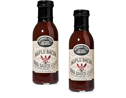 Brownwood Farms Salsa barbacoa, sabores dulces y picantes, paquete de 2 botellas de 14 onzas (tocino de arce)