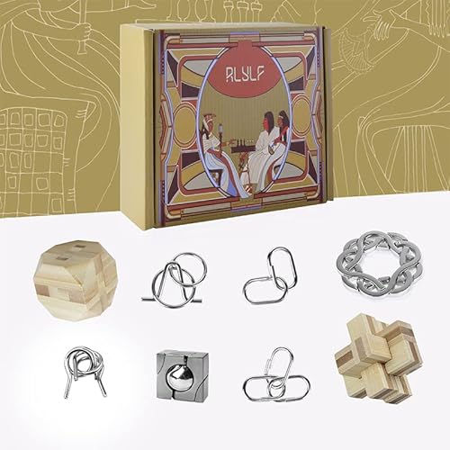 Rlylf Brain Teaser Puzzle 3D Mind Game For Adults And Kids Unlock Interlock Wooden And Metal Puzzle Fun Game Challenge Mind Educational Toys Cool Puzzle Box #TOP1