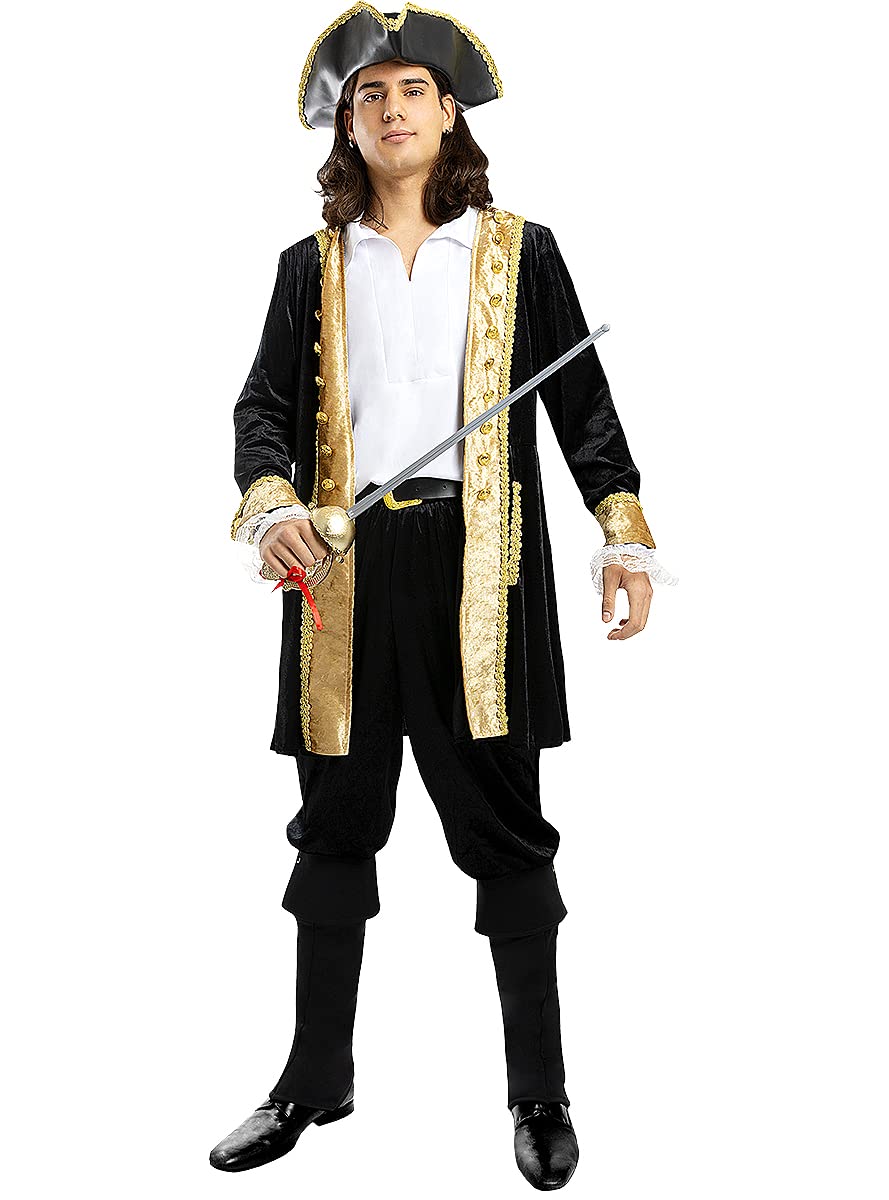 Funidelia | Piraten Kostüm deluxe Kolonial Kollektion für Herren Korsar, Seeräuber - Kostüm für Erwachsene & Verkleidung für Partys, Karneval & Halloween - Schwarz