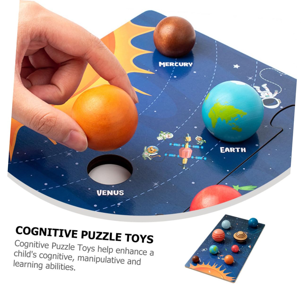 Rompecabezas de Madera para Niños Pequeños Bloques de Planetas del Sistema Solar, Juguete Educativo para Desarrollar Habilidades Cognitivas y Cooperación