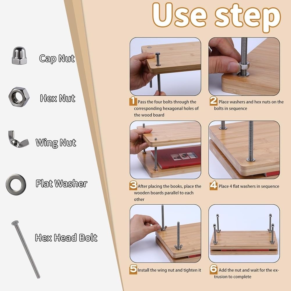 Prensa de Libros, Kits de Encuadernación de Libros, Kit de Encuadernación de Libros para Principiantes, Herramienta de Carpeta de Huesos para Bricolaje 7,9x11,6 Pulgadas