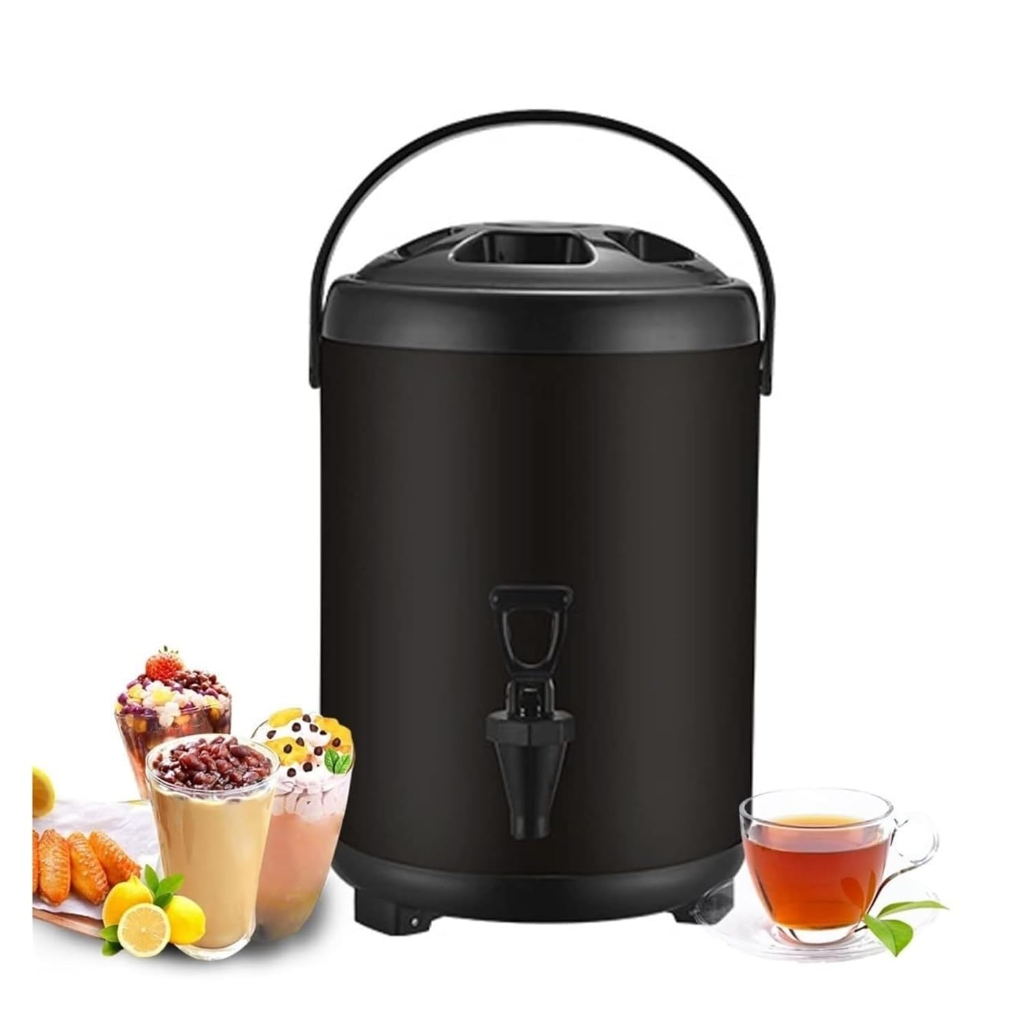 Hot Cold Beverage Dispenser Stainless Steel with Faucet, Portable Handle, 6L/8L/10L/12L Large Capacity - Ideal for Office, Home, Parties, Catering Events