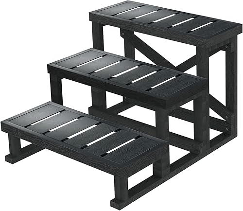 Tres escalones para bañera de hidromasaje, escalones compuestos de madera y plástico en la bañera de hidromasaje, spa, piscina con facilidad (27.5