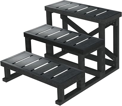 Three Steps hot tub Steps, Wood-Plastic Composite Steps into hot tub, spa, Pool with Ease(27.5 L*21.3 H, Dark Grey)