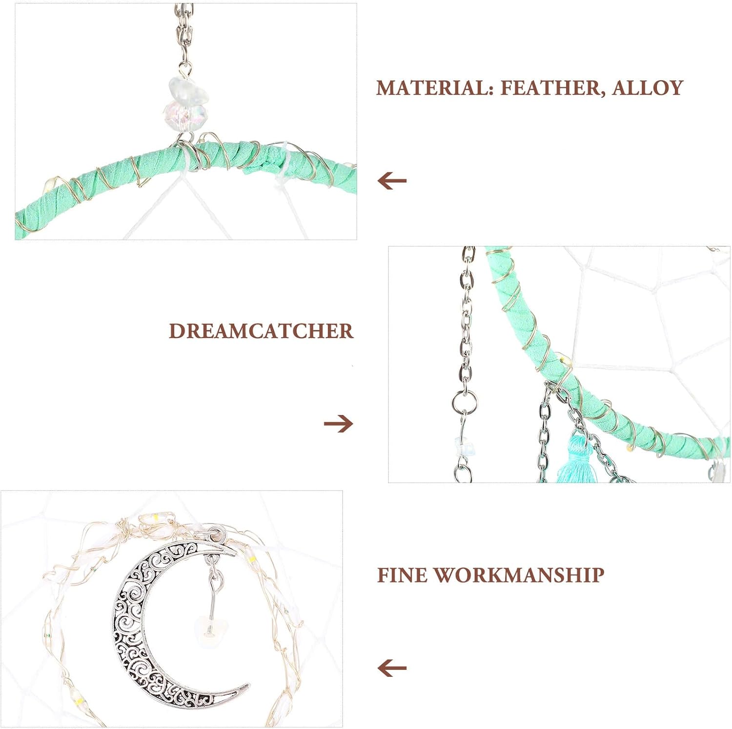 Hanging Dream Catcher Wind Chime with Light, Green Alloy Xmas image 4