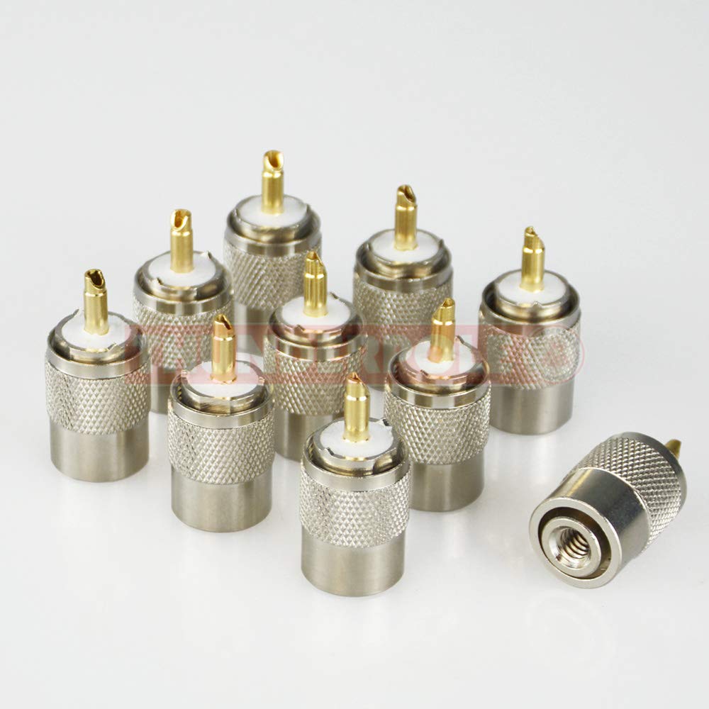 10 x Thunderpole PL259 Teflon Gold Tip 6mm Plug to fit RG58 Coax Cable for CB & Ham Radio
