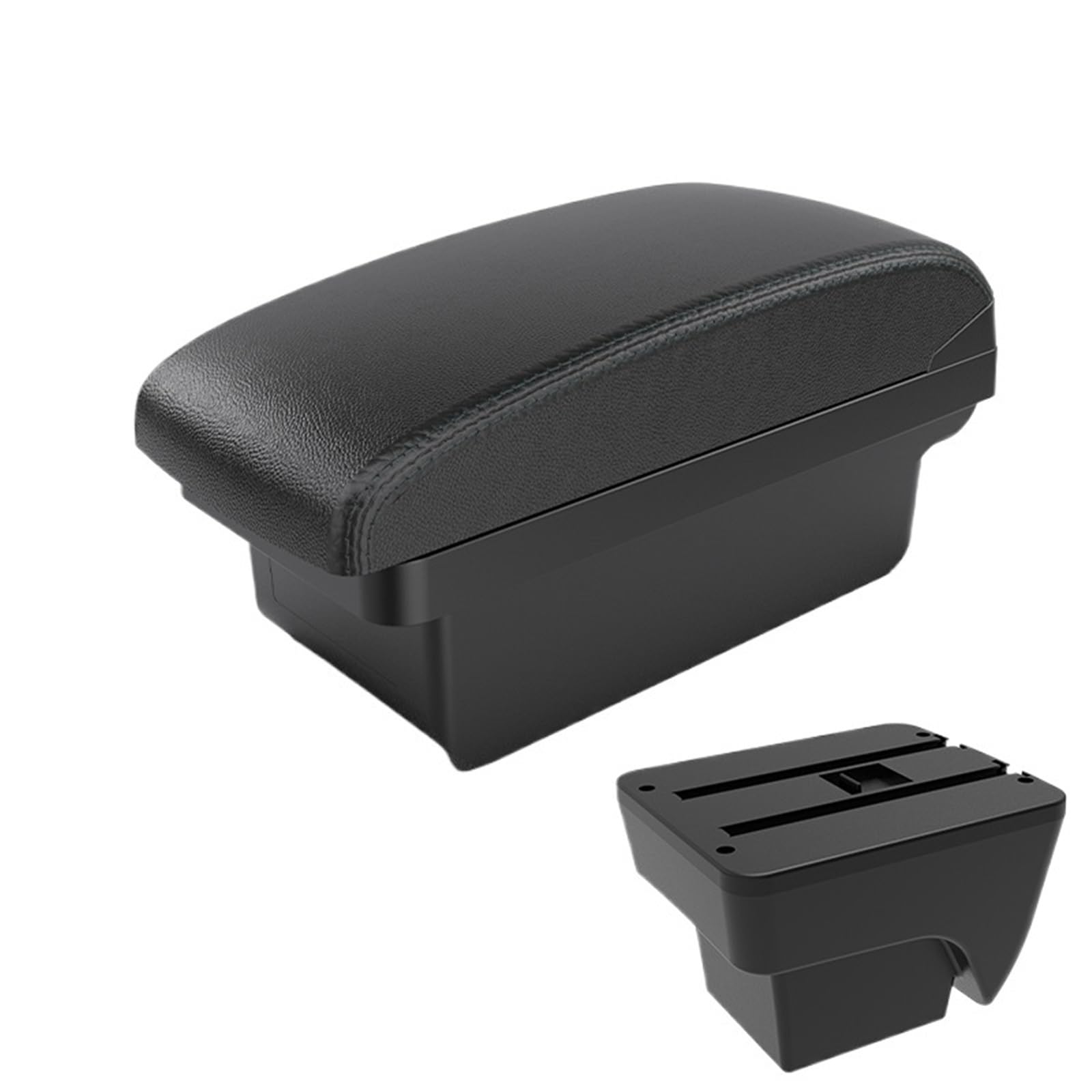 POZMNGTI Armrest Compartment Fit For SEAT IBIZA Car Armrest Modification Multifunctional Double-layer Storage Box With USB Charging Accessori(A2 Black line NO USB)