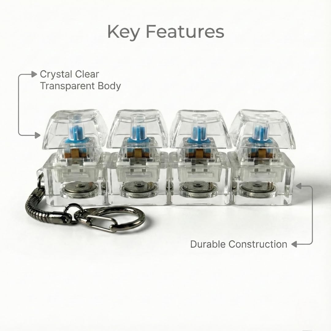 Netora Keyboard Keychain for Stress Relief Keyboard Fidget Keychain Decompression Button Finger Clicker Sensory Toy Button Stress Relief Fidget Gift for Adults 1