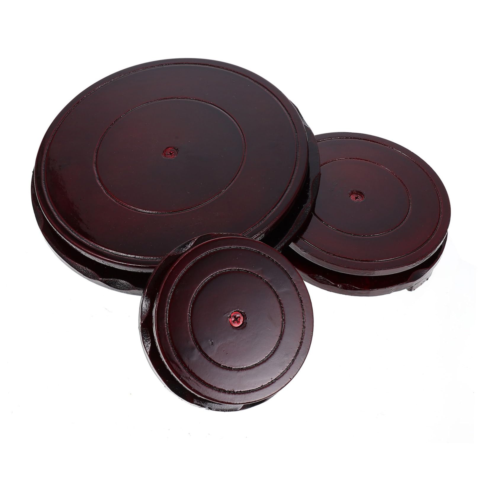 HAKIDZEL 3pcs Wooden Display Bases for Flower Pots Rotating Plant Stand Trays Versatile Wooden Pallets for Tea and Home Decor for Indoor and Outdoor Use
