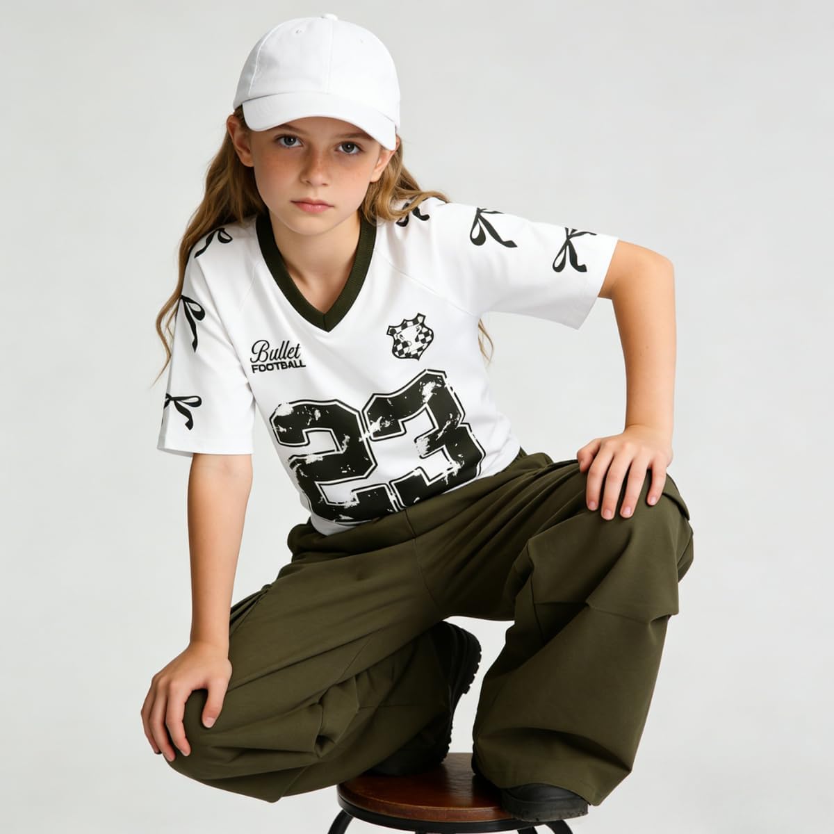 Tween Girls Clothes Short Sleeve Graphic T-Shirt Top + Cargo Pants 2pcs Outfit Set, Size 7-15Years Green 8-9 Years image 3 of 6 B0G413481Q