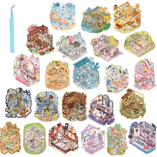 �n�E�X�X�e�b�J�[ 3d �V�[���V�[�� ���i�V�[�� diy �� �h�[���n�E�X �~�j�`���A ���� �X�g���X���� �O�b�Y �蒠 �f�R �R���[�W�� �f�� ASMR���� ���₱�ŋ��� �蒠�����I�ω� �����X�e�b�J�[ �s���Z�b�g�t�� (4�_�Z�b�g�u�[�C�e�[�}�p�[�N+�p