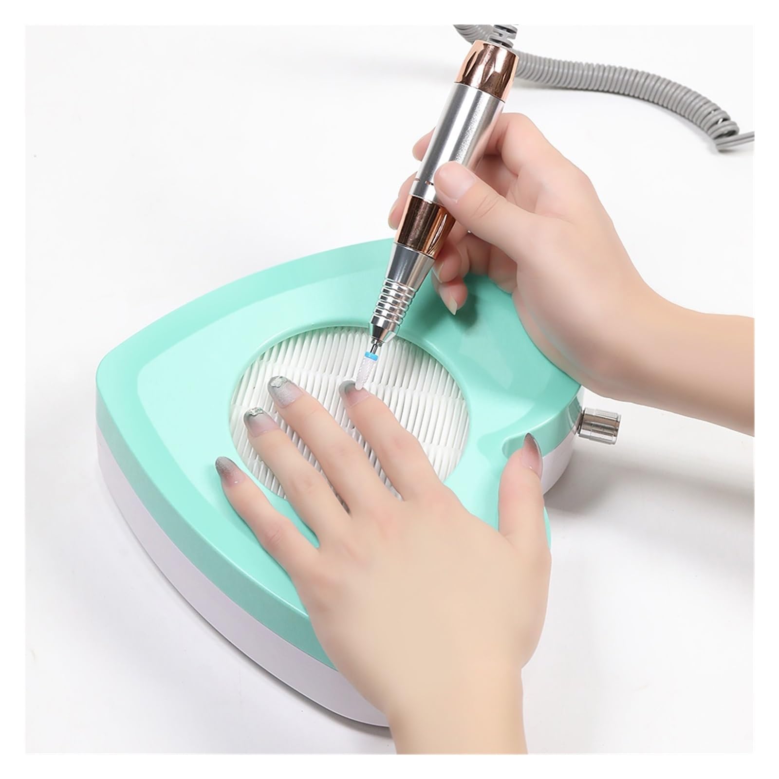 Colector de polvo para uñas, Extractor de polvo uñas Metal verde, ventilador for manicura, colector Gel, aspiradora, equipo salón, herramienta Para uso doméstico