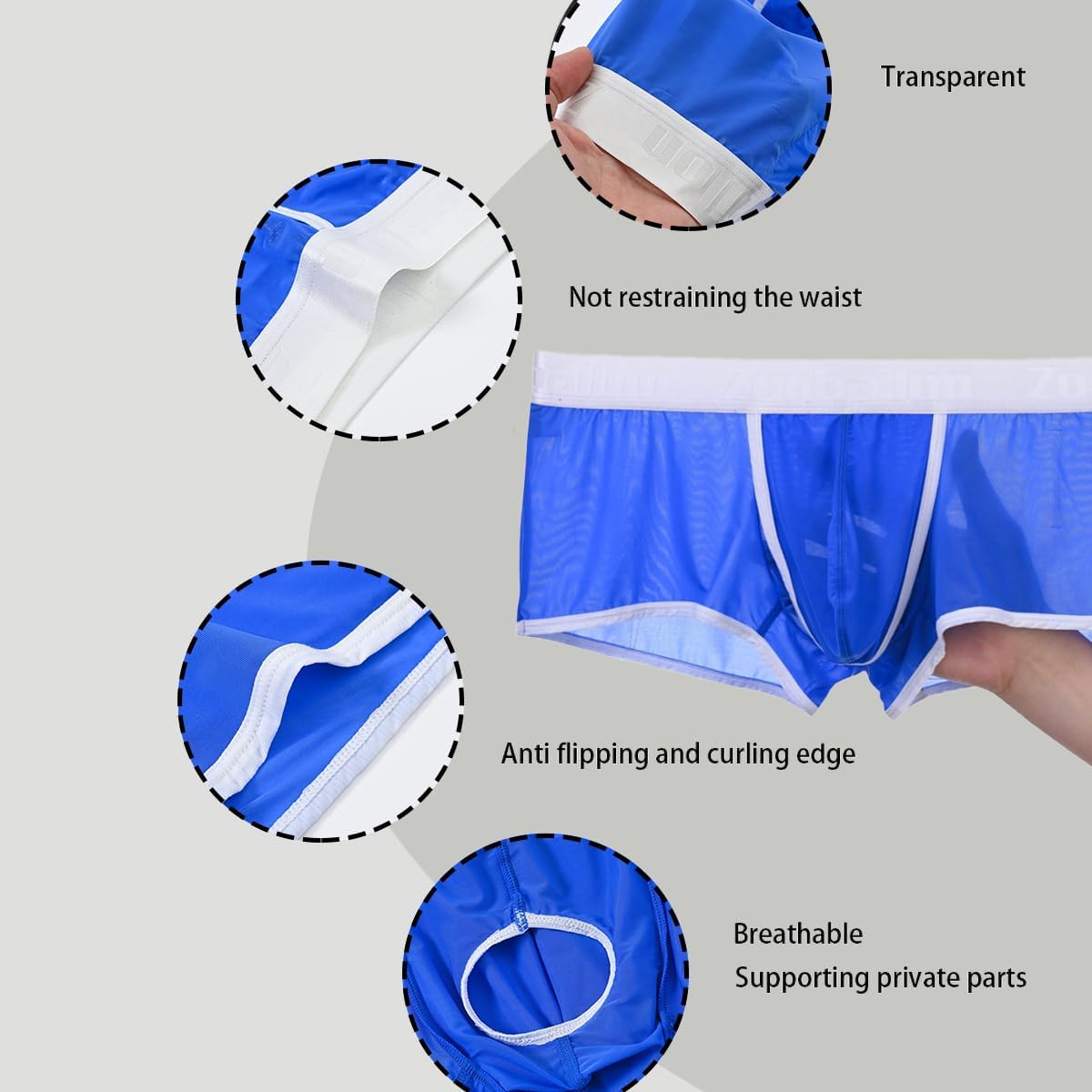 Men's Boxer Briefs Pouch Bulge with O-Ring Design See Through Ultra Thin Breathable Boxer Briefs