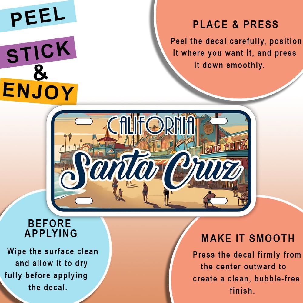 Santa Cruz California Sticker Beach City Vinyl Decal Travel Souvenir Waterproof 5x3 Inch Laptop Water Bottle Car Window Decorative City Name Sticker image 5