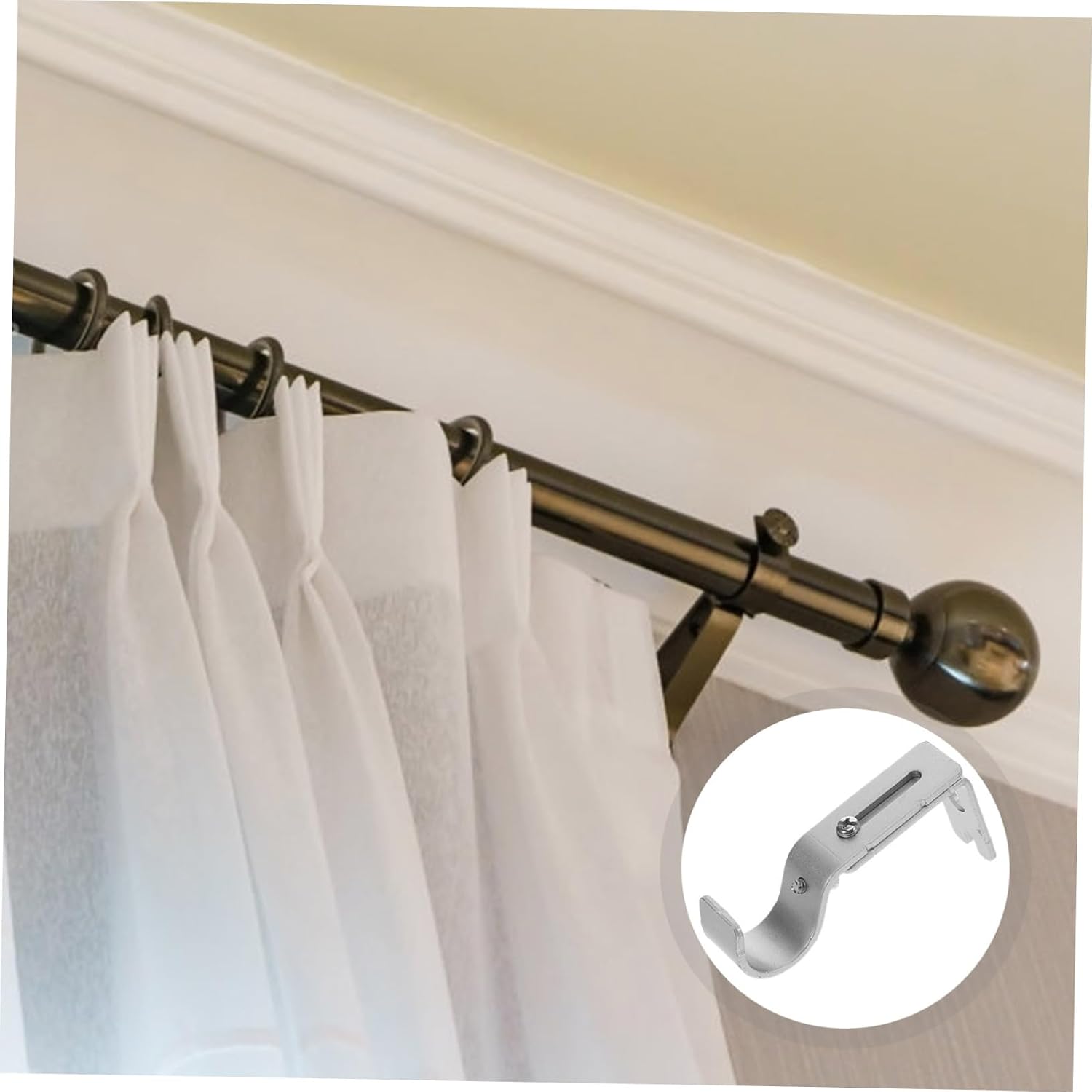 4pcs Curtain Rod Holders Sturdy Brackets for Drapes Support for Window Treatments Easy Installation and Base Finish