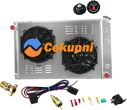 4 row radiator fan shroud for 1981-1991 chevy C10 C20 C30 K10 K10 K10 C1500 C2500 C3500,1973-91 GMC,74 75 76 77 78 79 80 81 82 83 84 86 87 89 90 radiator with electric fan